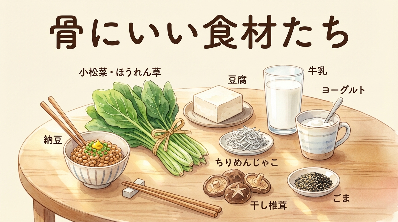 骨にいい食材（納豆・緑黄色野菜）