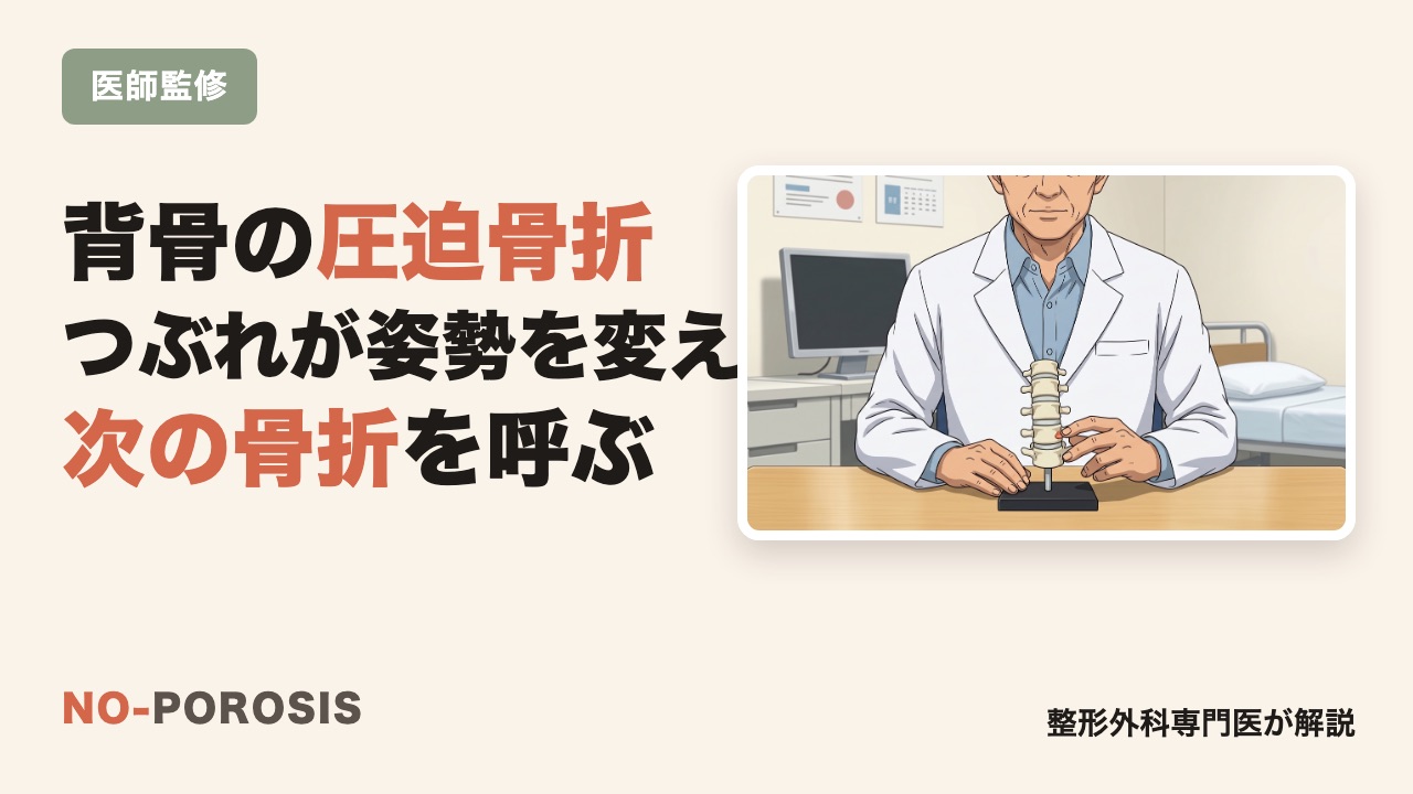 背骨の圧迫骨折 つぶれが姿勢を変え、次の骨折を呼ぶ